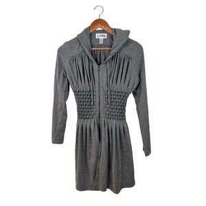 Joseph Ribkoff Size 8 Zip Sweater Gray Hooded Long Sleeve Diamond Detail Jacket